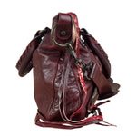 Balenciaga Vintage Burgundy Leather Moto City Two-Way Bag