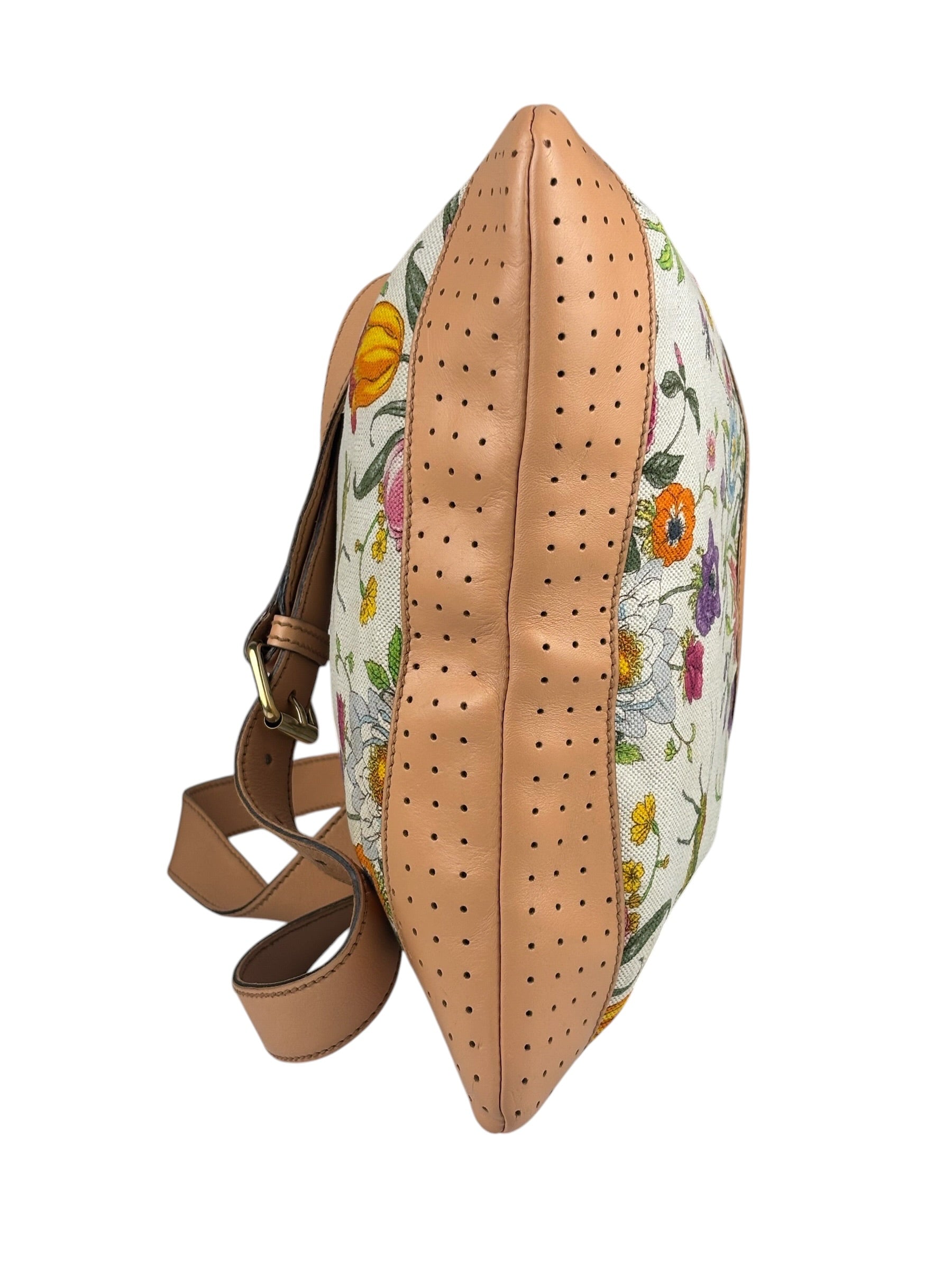 Gucci Vintage Leather/Canvas Blooms Crossbody