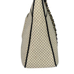 Chanel Beige/Black Leather Trim Diamond-Quilted Shoulder Bag 2002