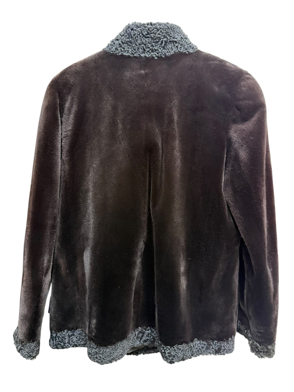 Vintage Black Persian Lamb Lapel Dark Brown Sheared Mink Coat