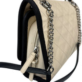Chanel White Caviar Quilted Top Handle Flap Bag 2018