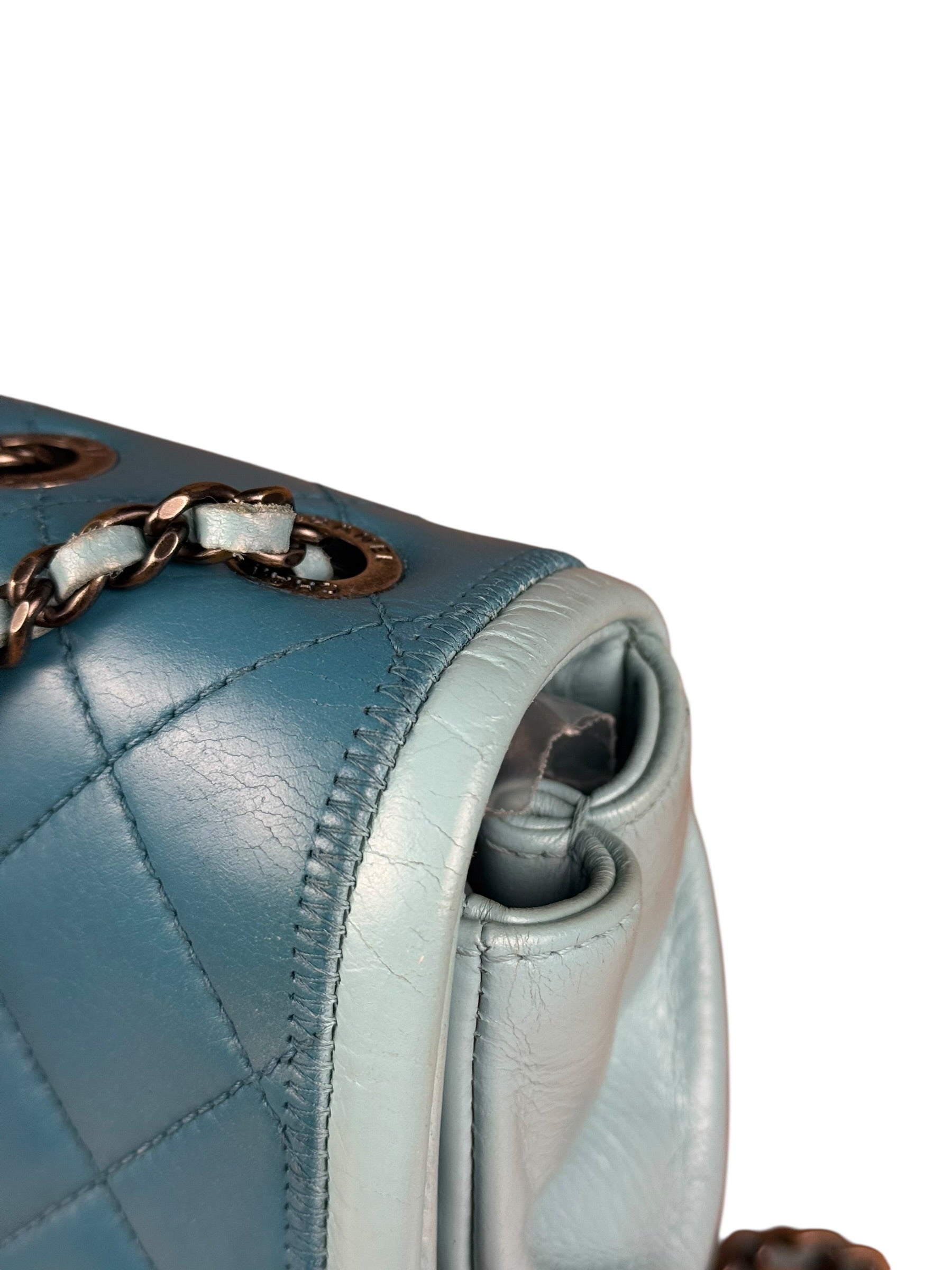 Chanel CC Two-Toned Blue Leather Flap Bag 2014