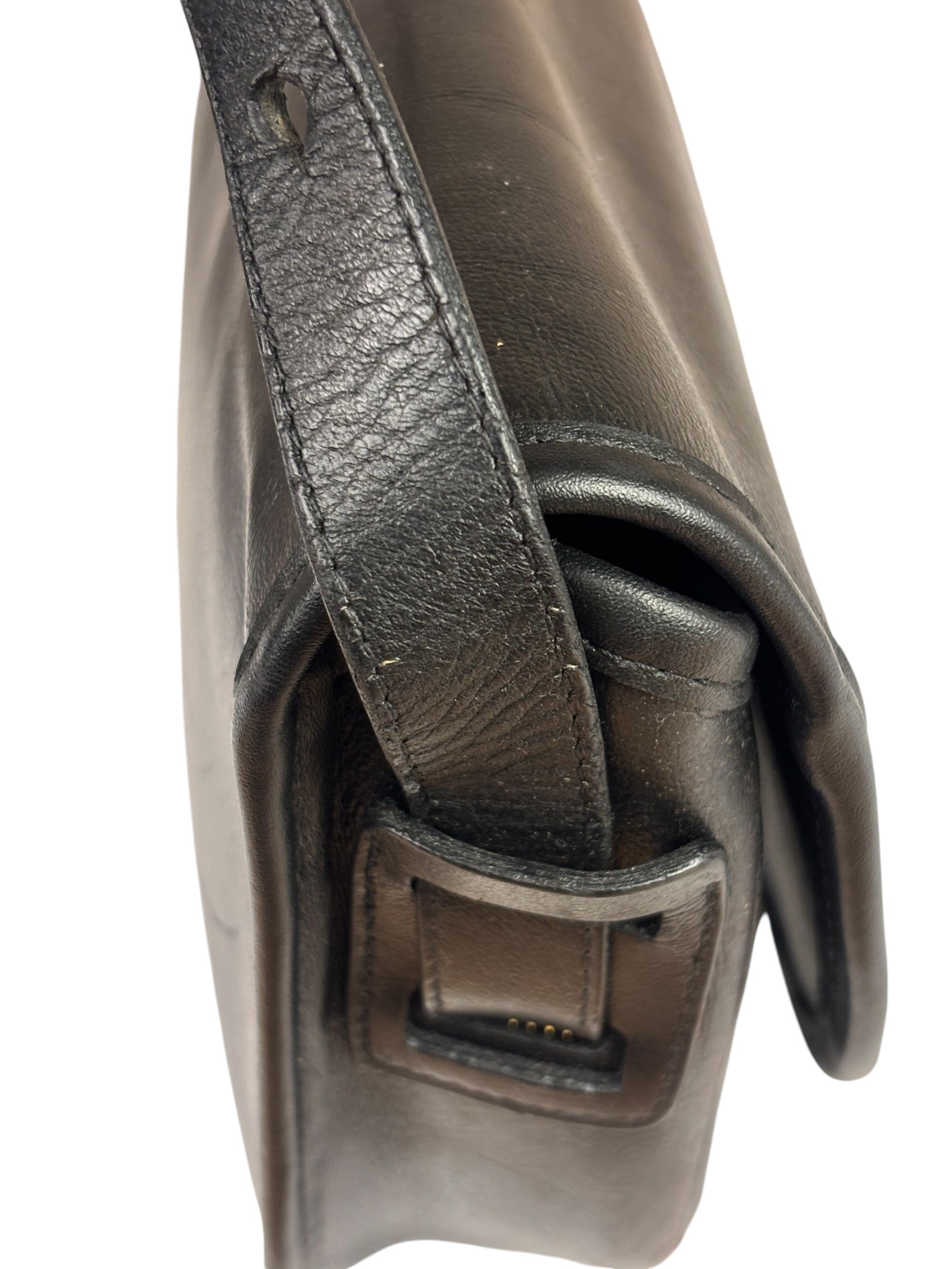 Christian Dior Vintage Black Leather Rounded Flap Bag