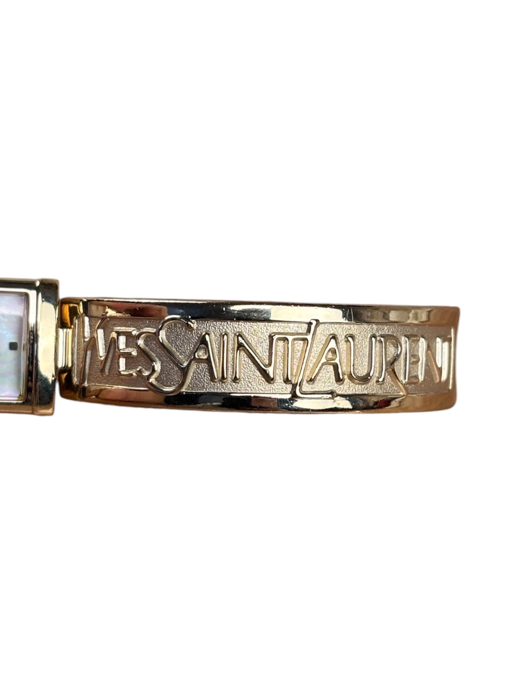 YSL Mother of Pearl Dial 40th Anniversary Gold Bangle