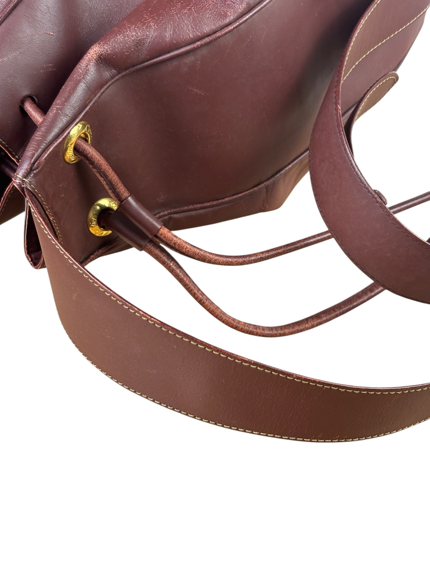 Cartier Vintage Burgundy Leather Must De Cartier Bucket Bag