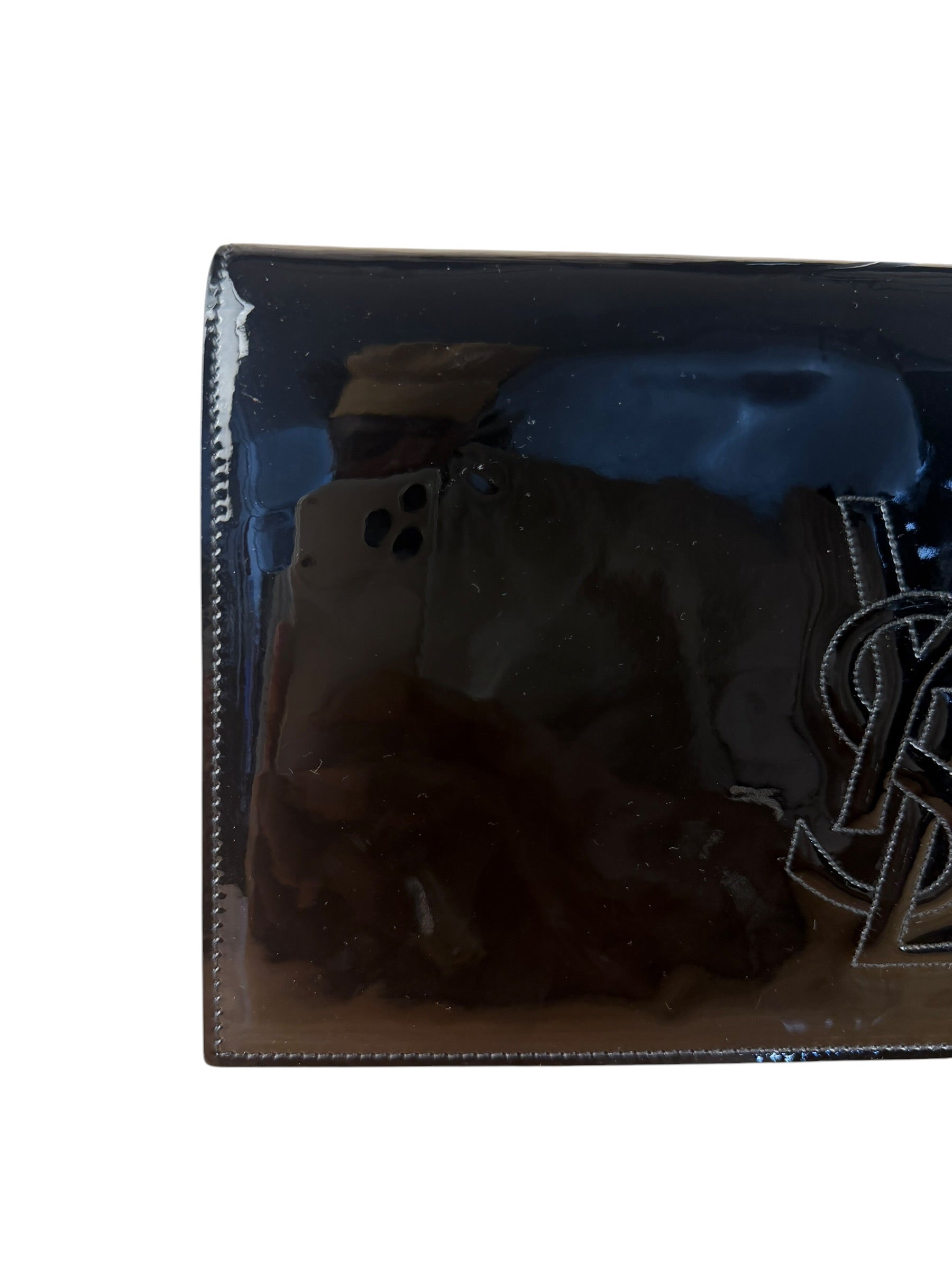 Yves Saint Laurent Black Patent Leather Belle De Jour Clutch