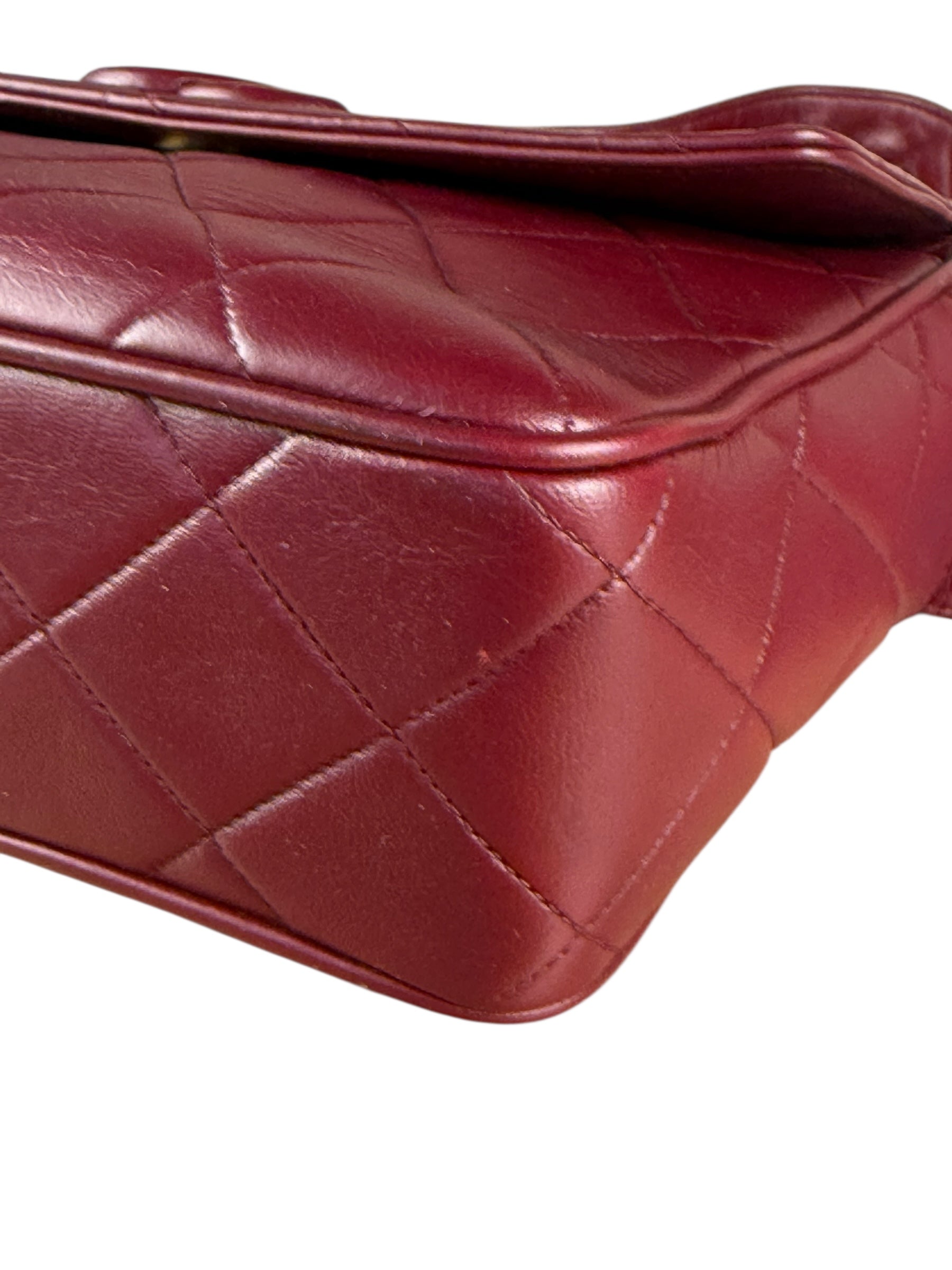 Chanel Vintage Burgundy Quilted Leather CC Camera Bag