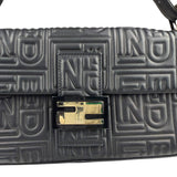 Fendi Black Leather 3D Logo Embossed Baguette