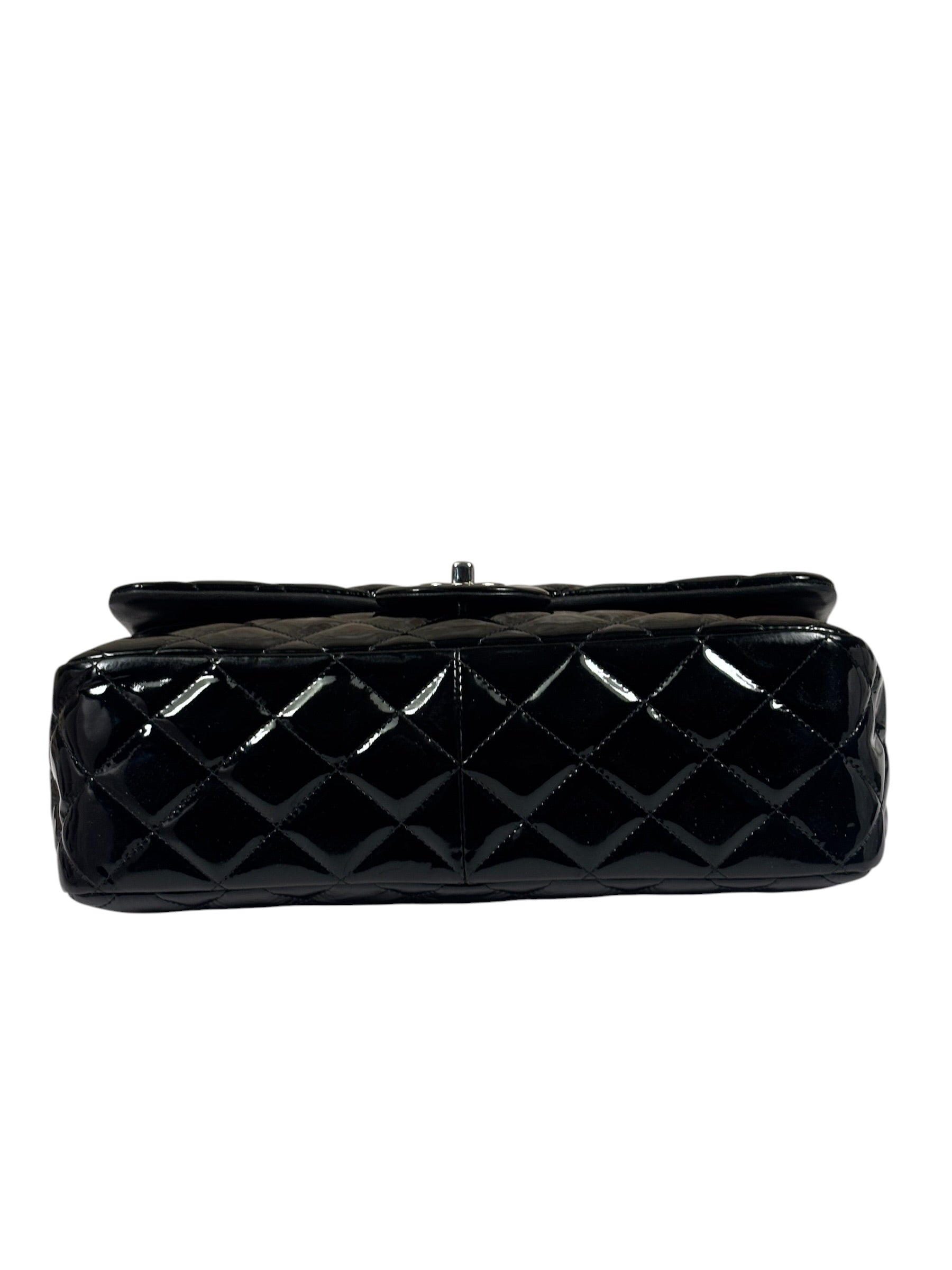 Chanel Black Quilted Patent Leather Double Flap Bag 2011