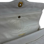 Chanel CC White Quilted Double Flap Bag 1988