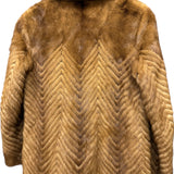 Vintage Light Brown Chevron Mink Fur Coat