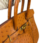 Hermes Birkin 35 Ostrich Leather Handbag Gold Hardware
