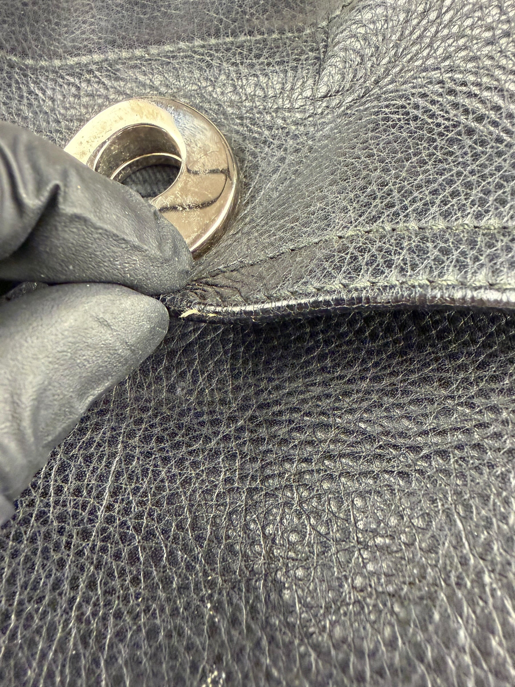 Saint Laurent Vintage Black Leather Top Handle Bag