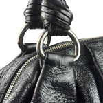 Prada Shiny Black Cervo Pleated Shoulder Bag