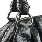 Prada Shiny Black Cervo Pleated Shoulder Bag