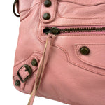 Balenciaga Pink Lambskin Motocross Classic City Two-Way Bag