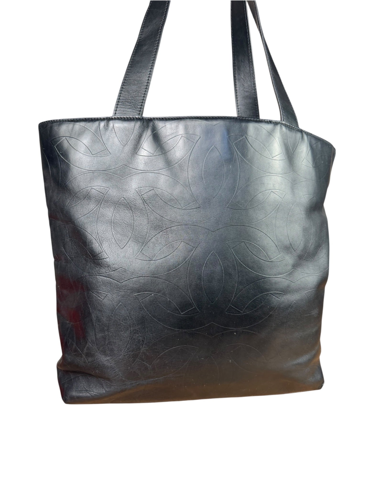 Chanel Black Lambskin CC Swirl Pattern Tote 2000