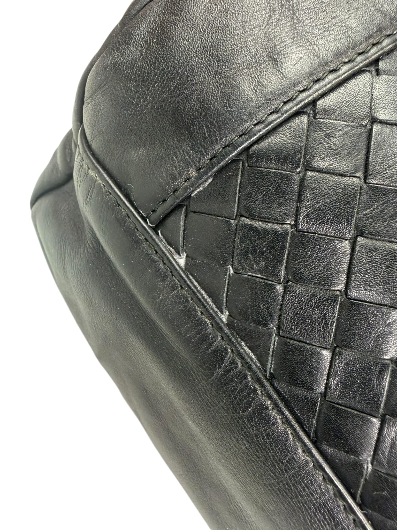 Bottega Veneta Black Leather Intrecciato Trim Belt Bag
