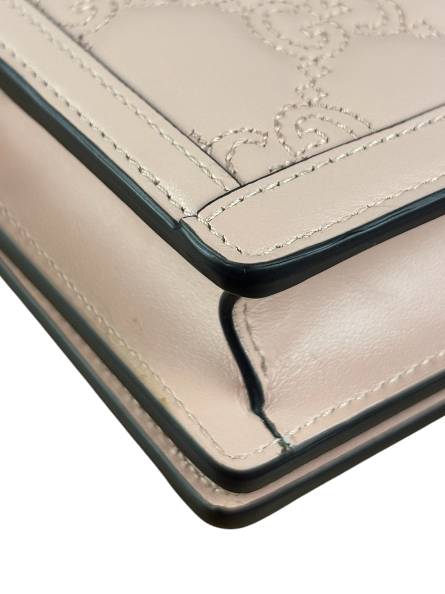Gucci Light Pink Leather GG Matelasse Chain Wallet