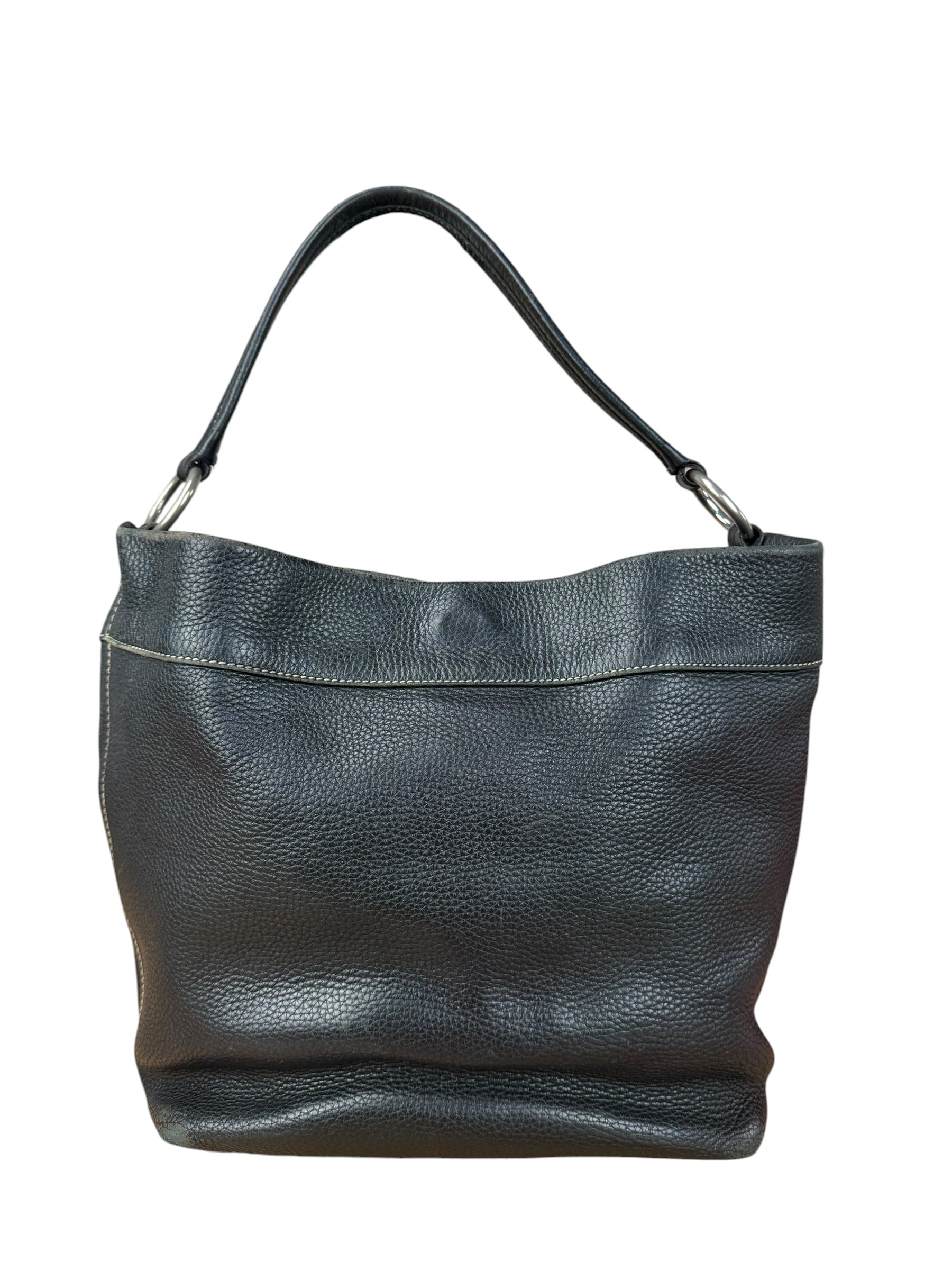 Prada Vintage Black Pebbled Leather Hobo Bag