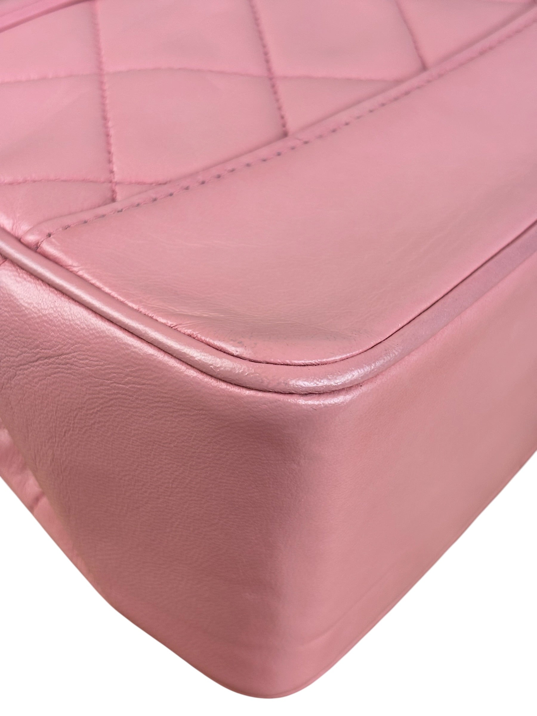 Chanel Vintage Pink Quilted Leather Trapezoid Flap Bag