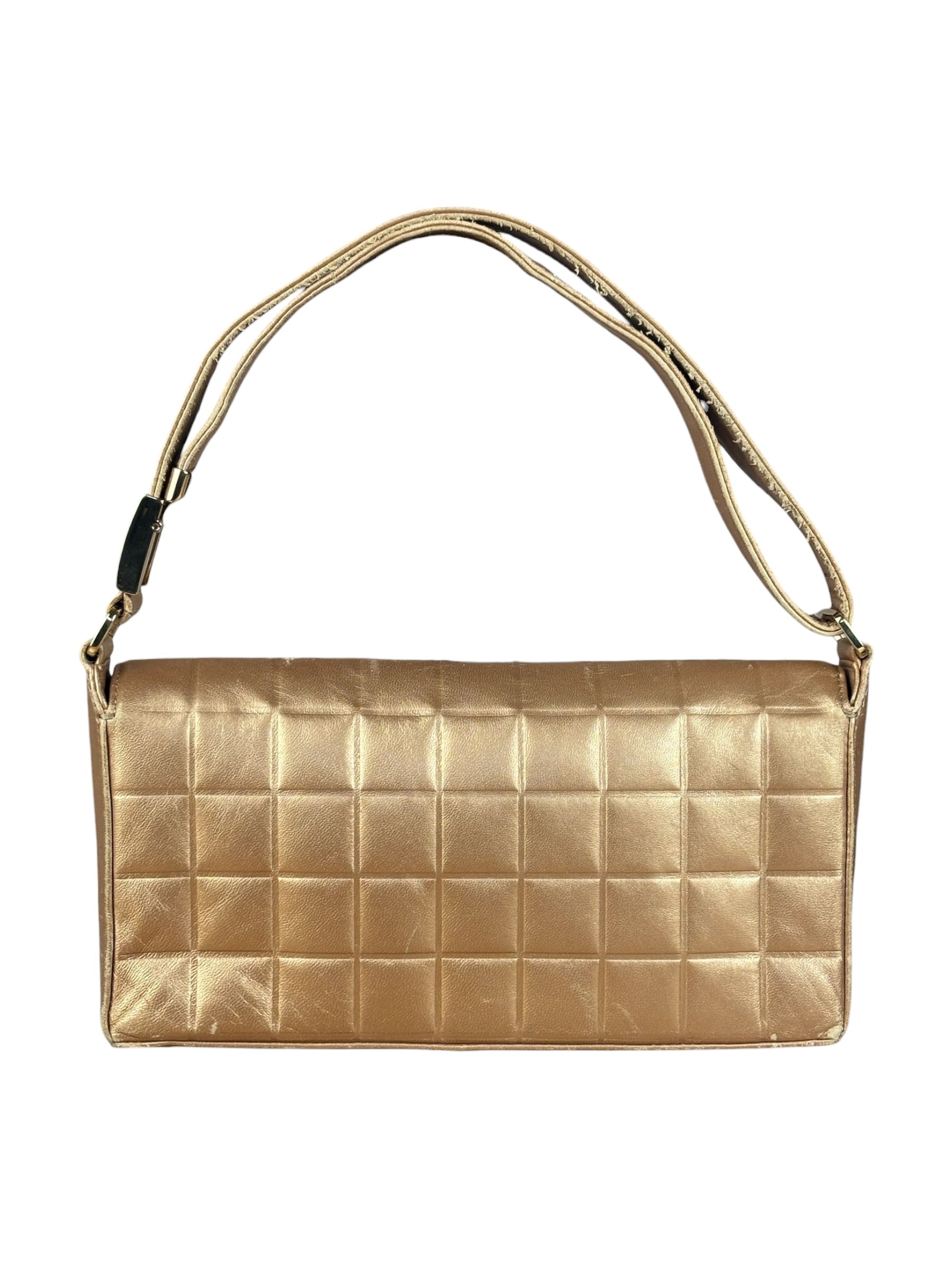 Chanel Gold Calfskin Chocolate Bar Shoulder Bag 2002