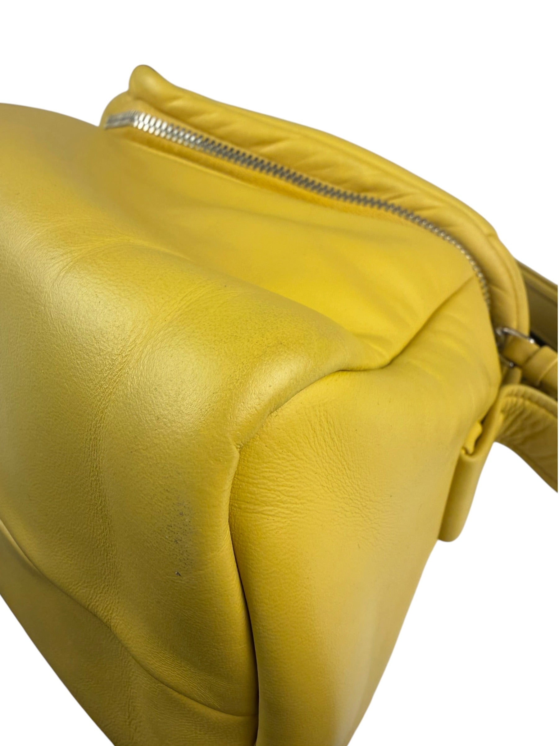 Prada Yellow Leather Padded Nappa Signaux Shoulder Bag