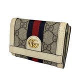 Gucci Beige Leather Trim Ophidia GG Supreme Card Case