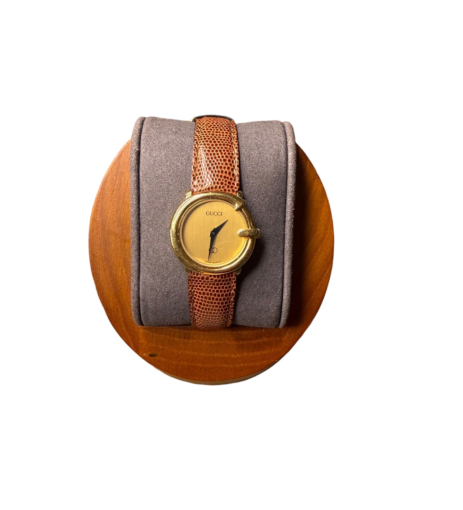 Gucci Champagne Round Dial Brown Strap
