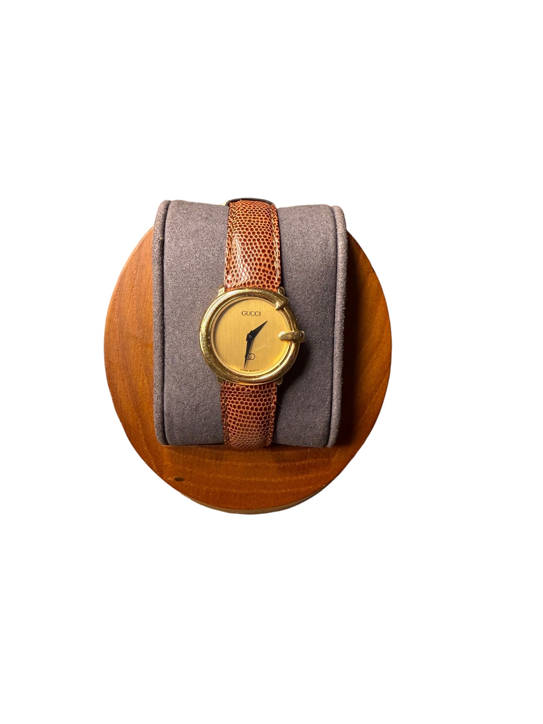 Gucci Champagne Round Dial Brown Strap