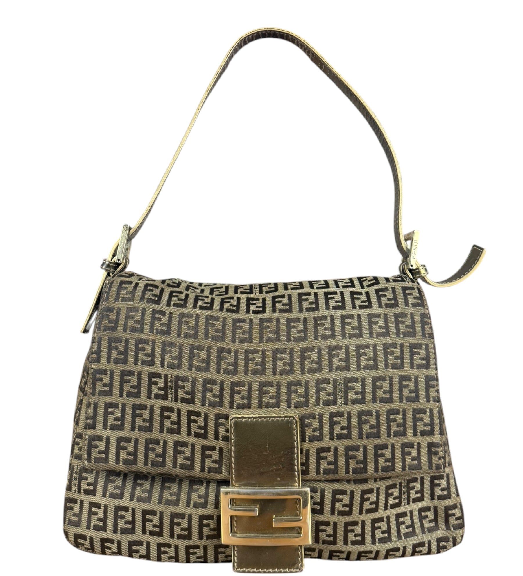 Fendi FF Vintage Mamma Baguette Brown/Metallic Leather