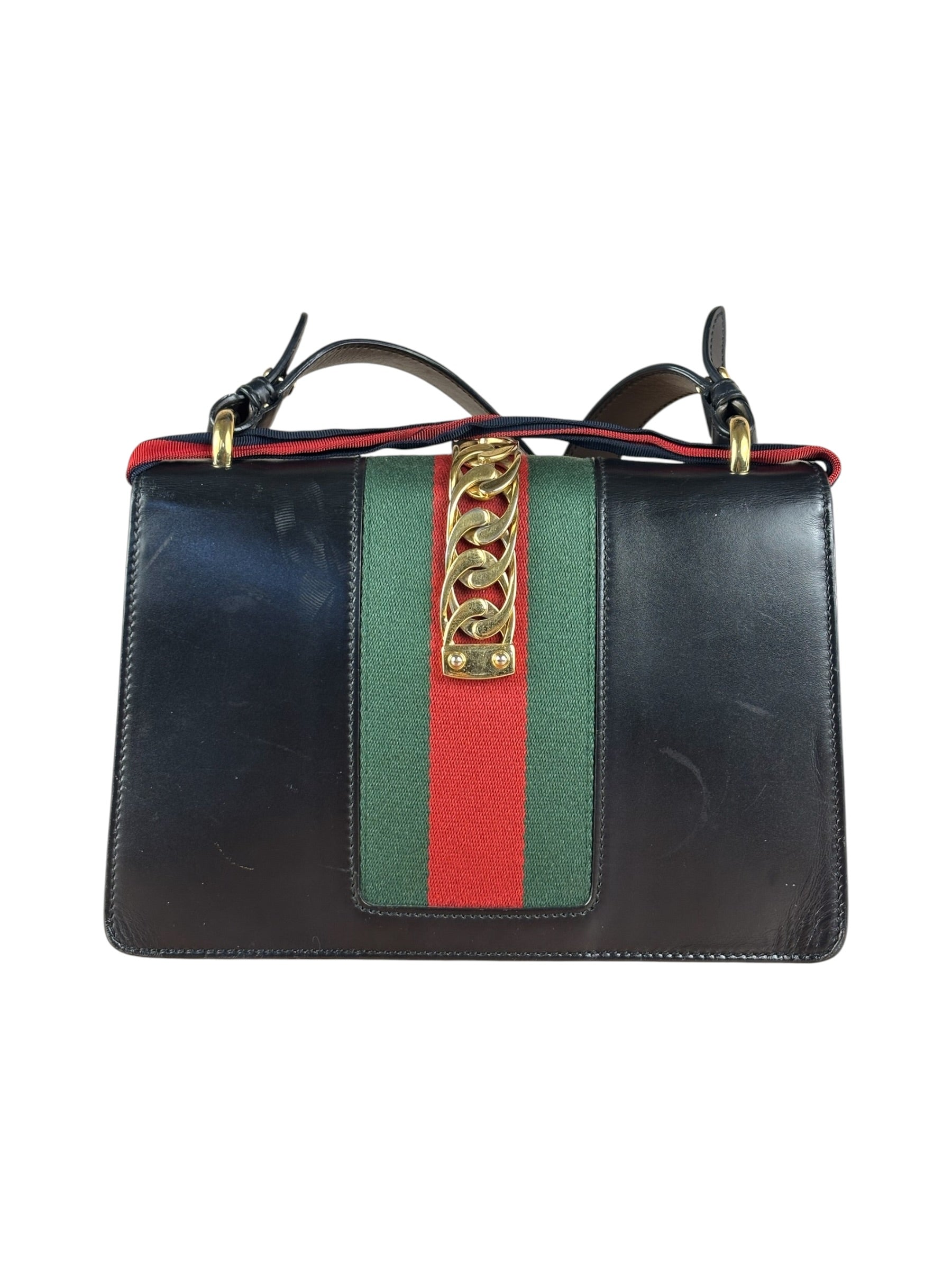 Gucci Black Leather Small Sylvie Shoulder Bag
