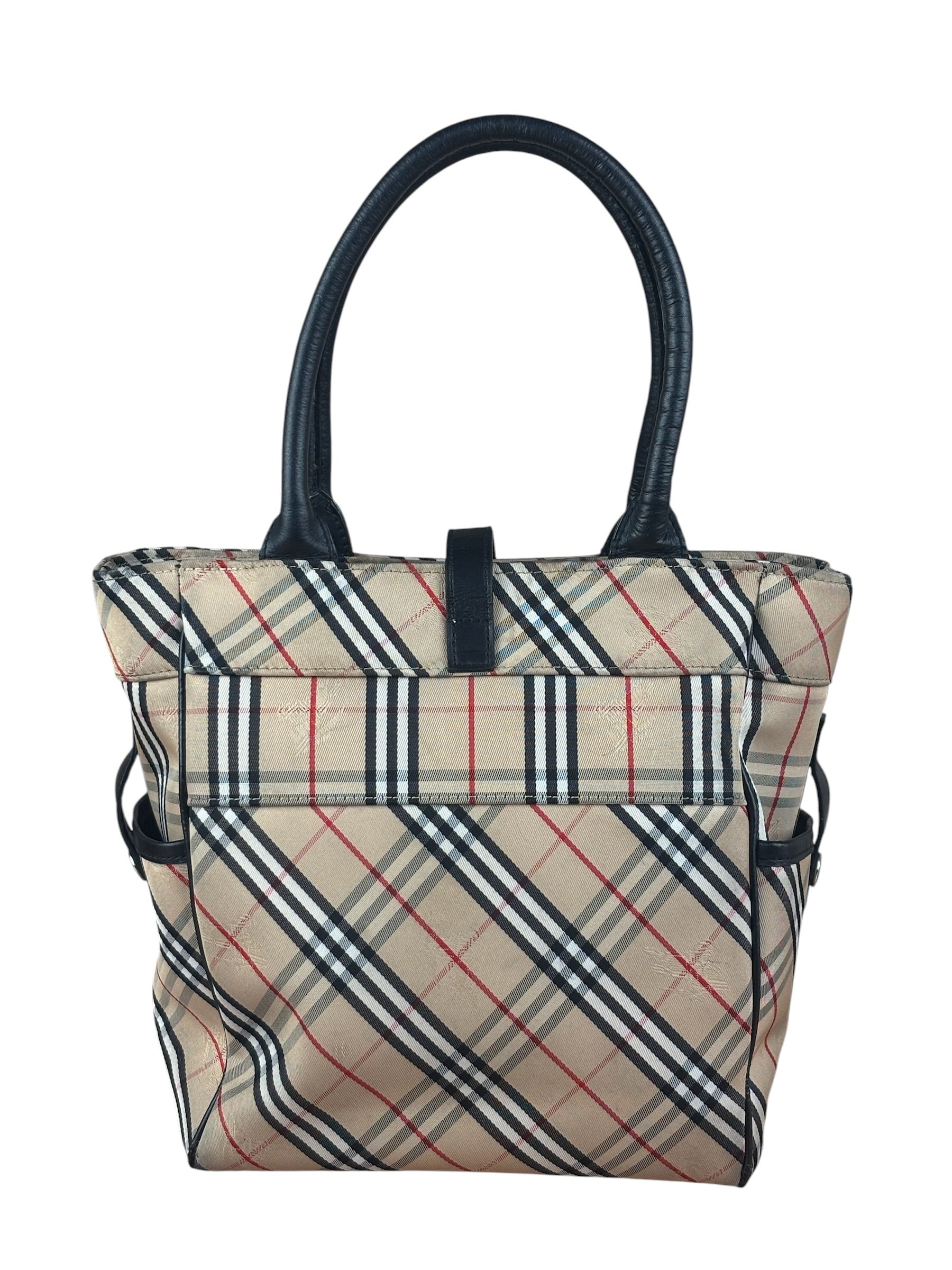 Burberry Vintage Blue Label Nova Check Multi-Pocket Nylon Tote Bag