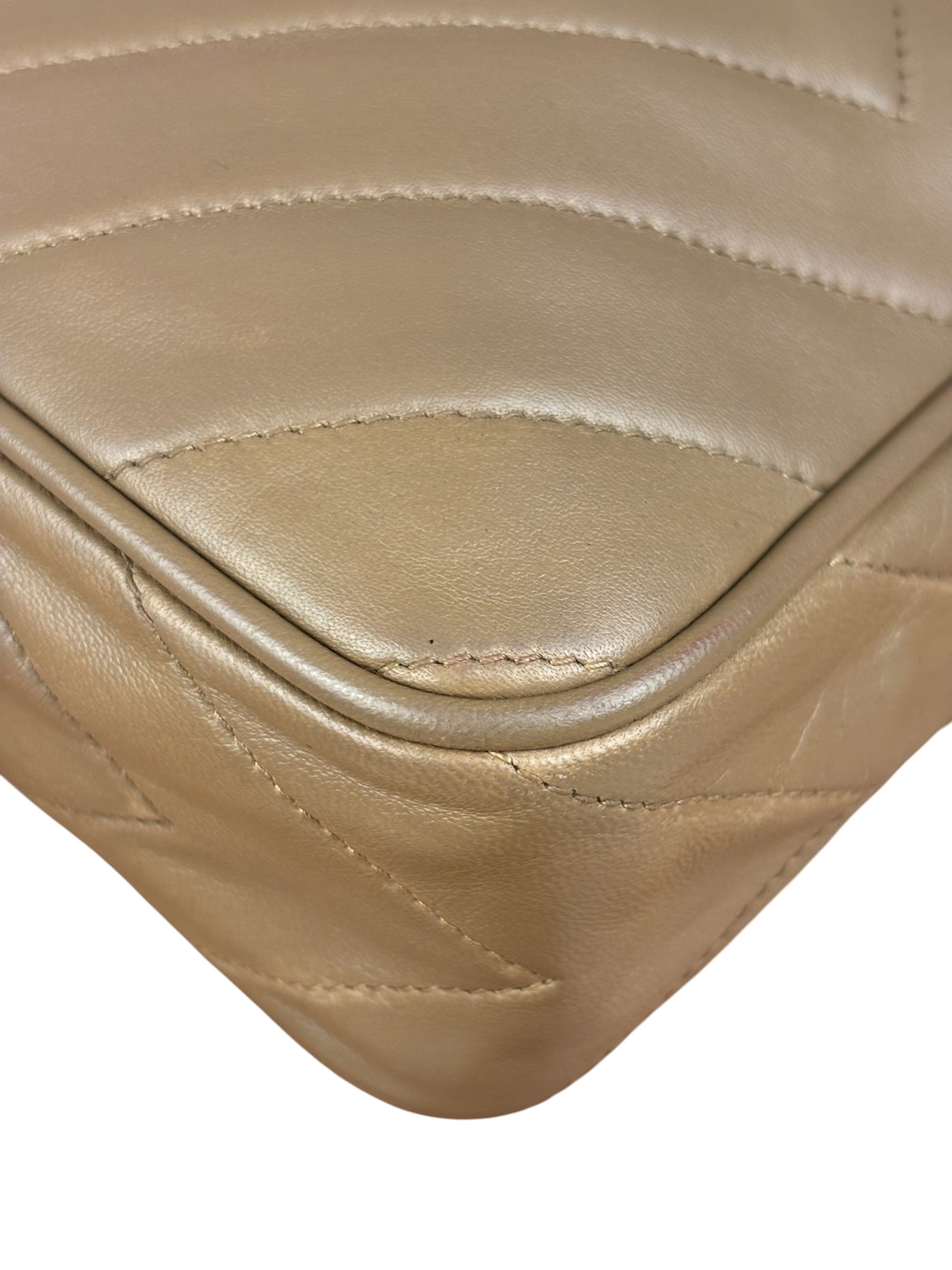 Chanel Tan Beige Chevron Leather Camera Case