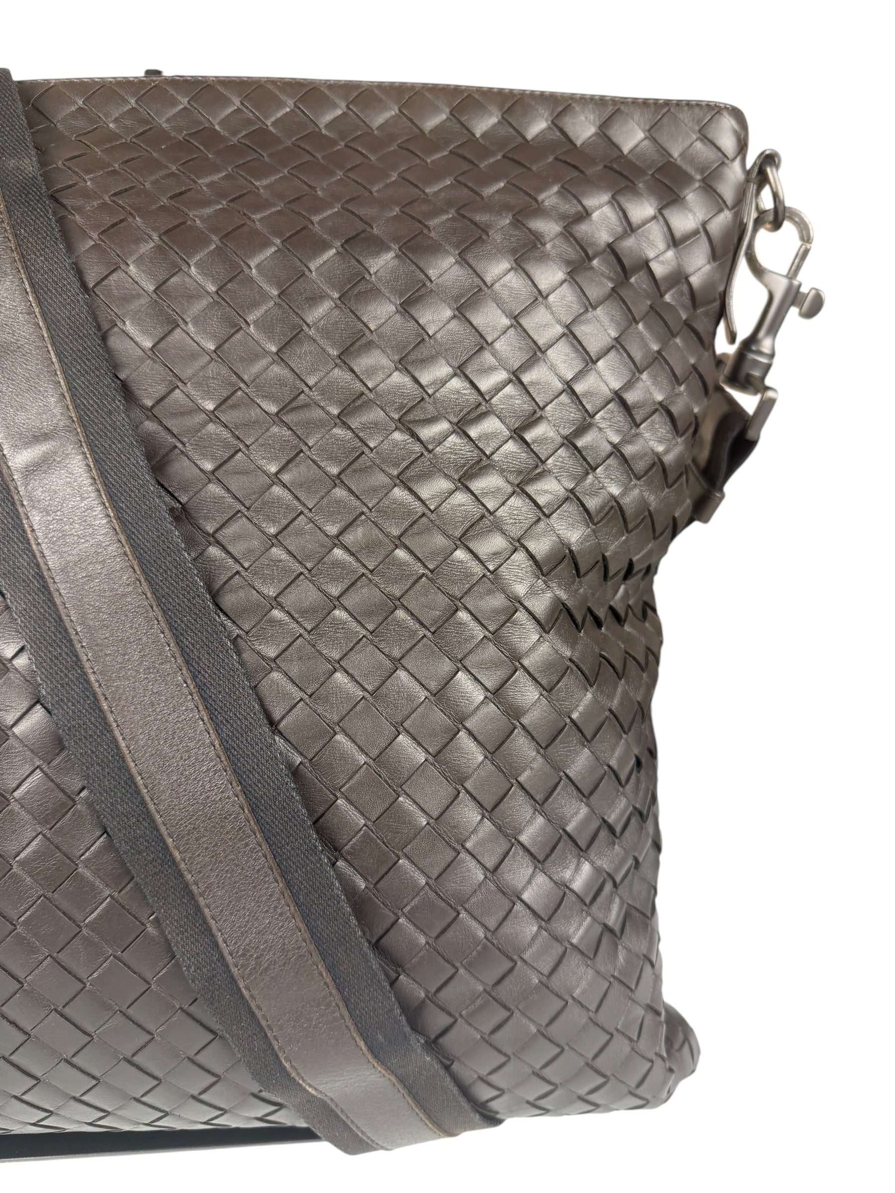 Bottega Veneta Brown Leather Woven Intrecciato Crossbody Bag