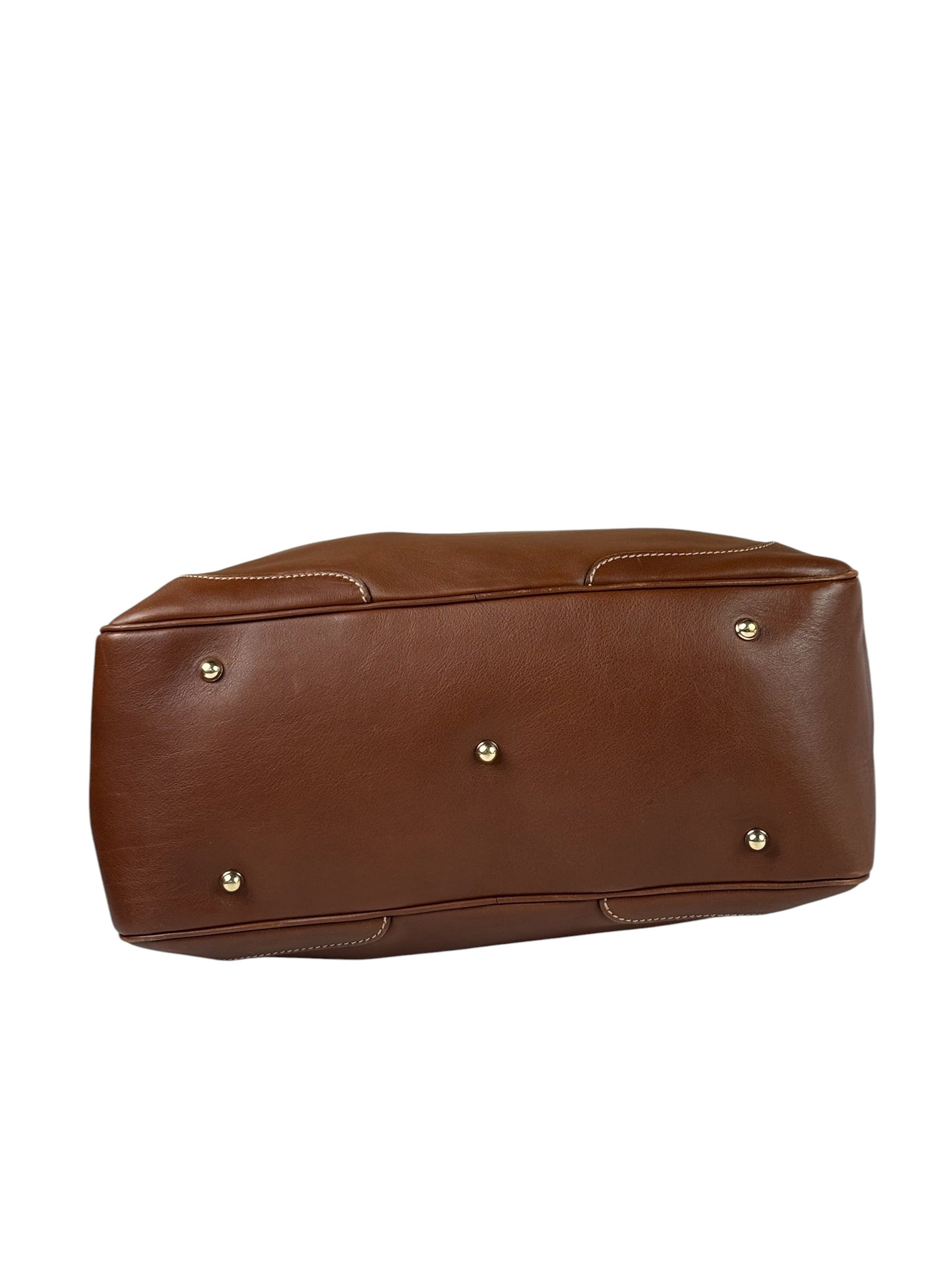 Gucci Tan Brown Leather Bamboo Handle Boston Bag