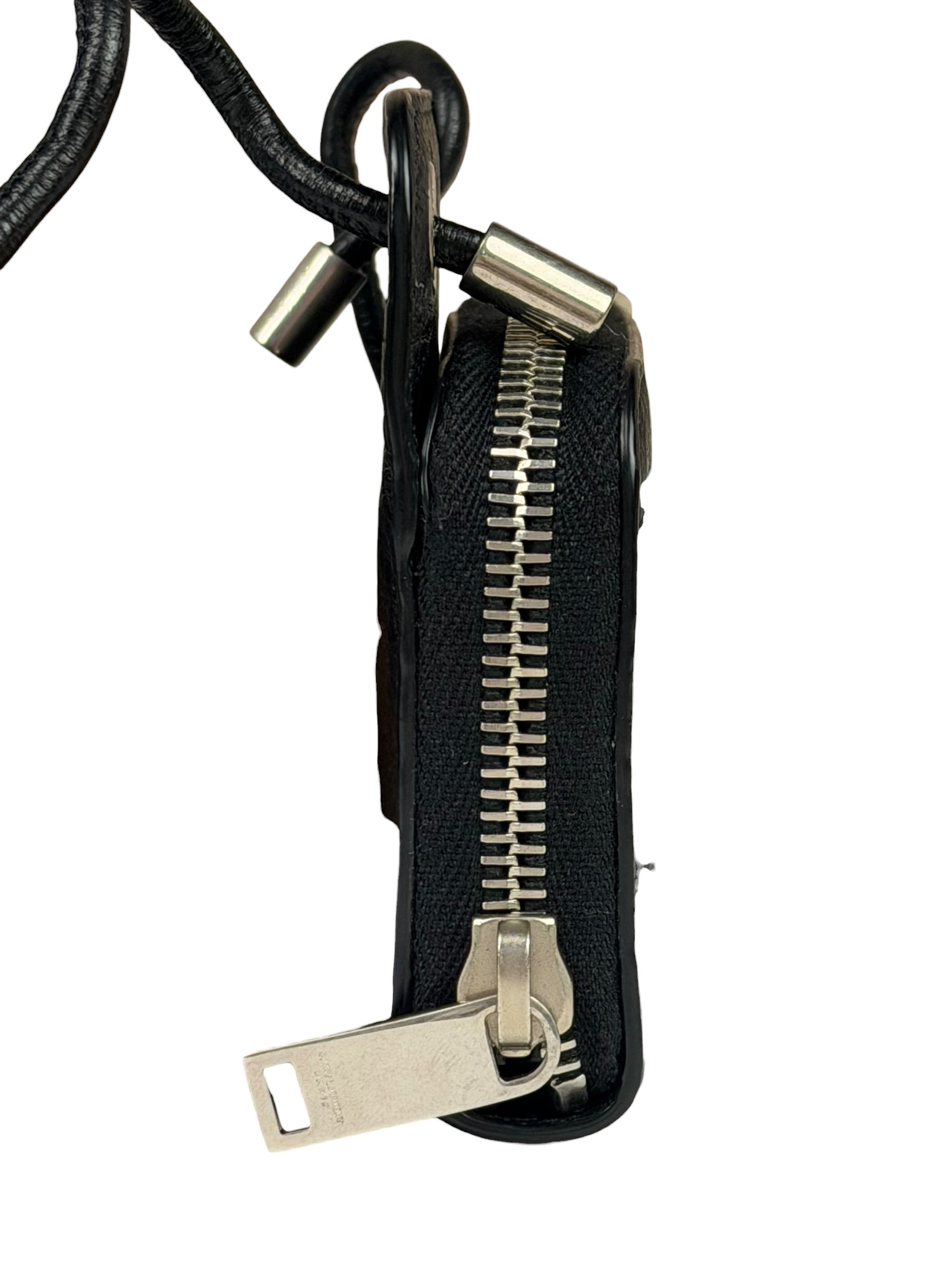 Yves Saint Laurent Black Leather Paris Lanyard Wallet
