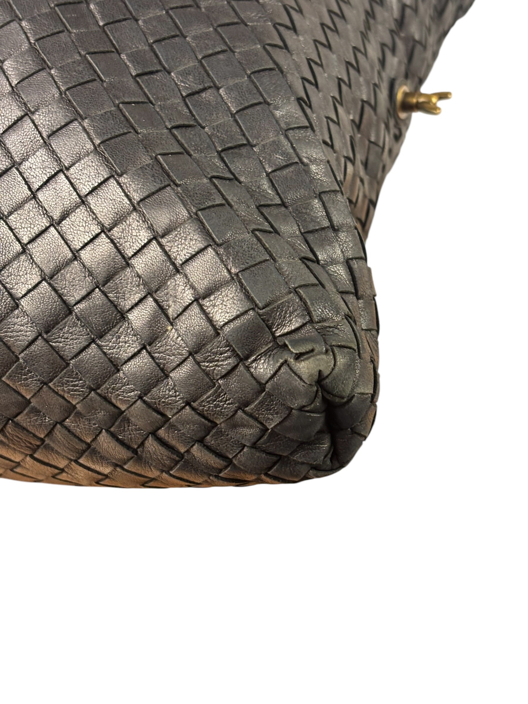 Bottega Veneta Black Intrecciato Large Handbag