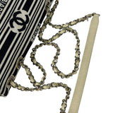 Chanel Black/White Leather Trim/Cloth Venise Biarritz Flap Bag 2019