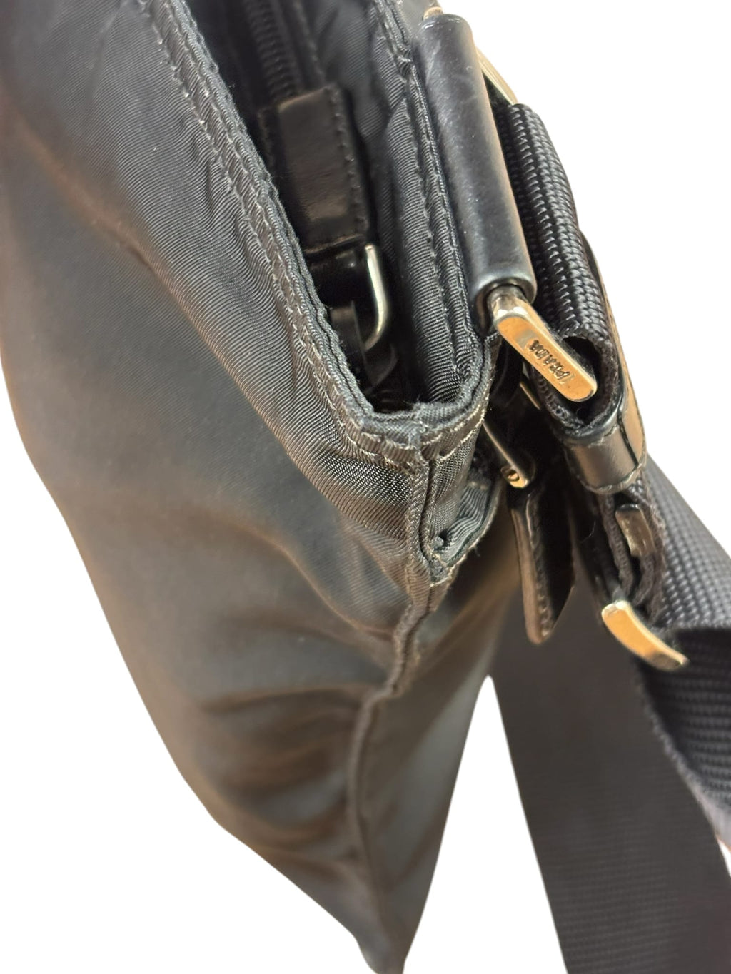 Prada Black Vela Nylon Flat Crossbody Bag
