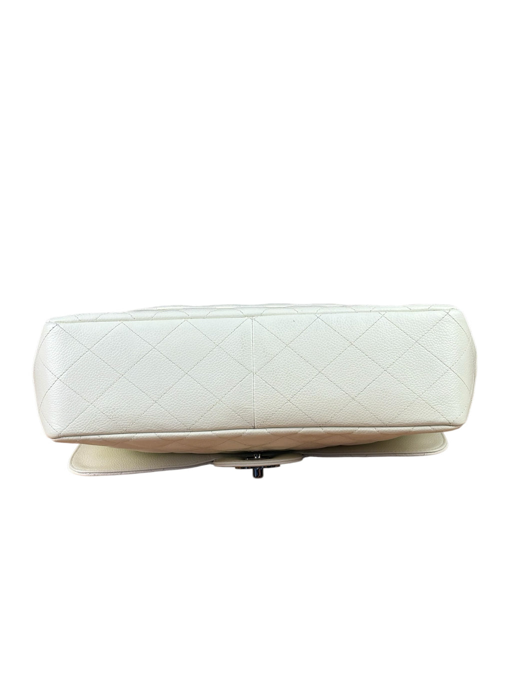 Chanel White Quilted Caviar Large Classic Flap 2005