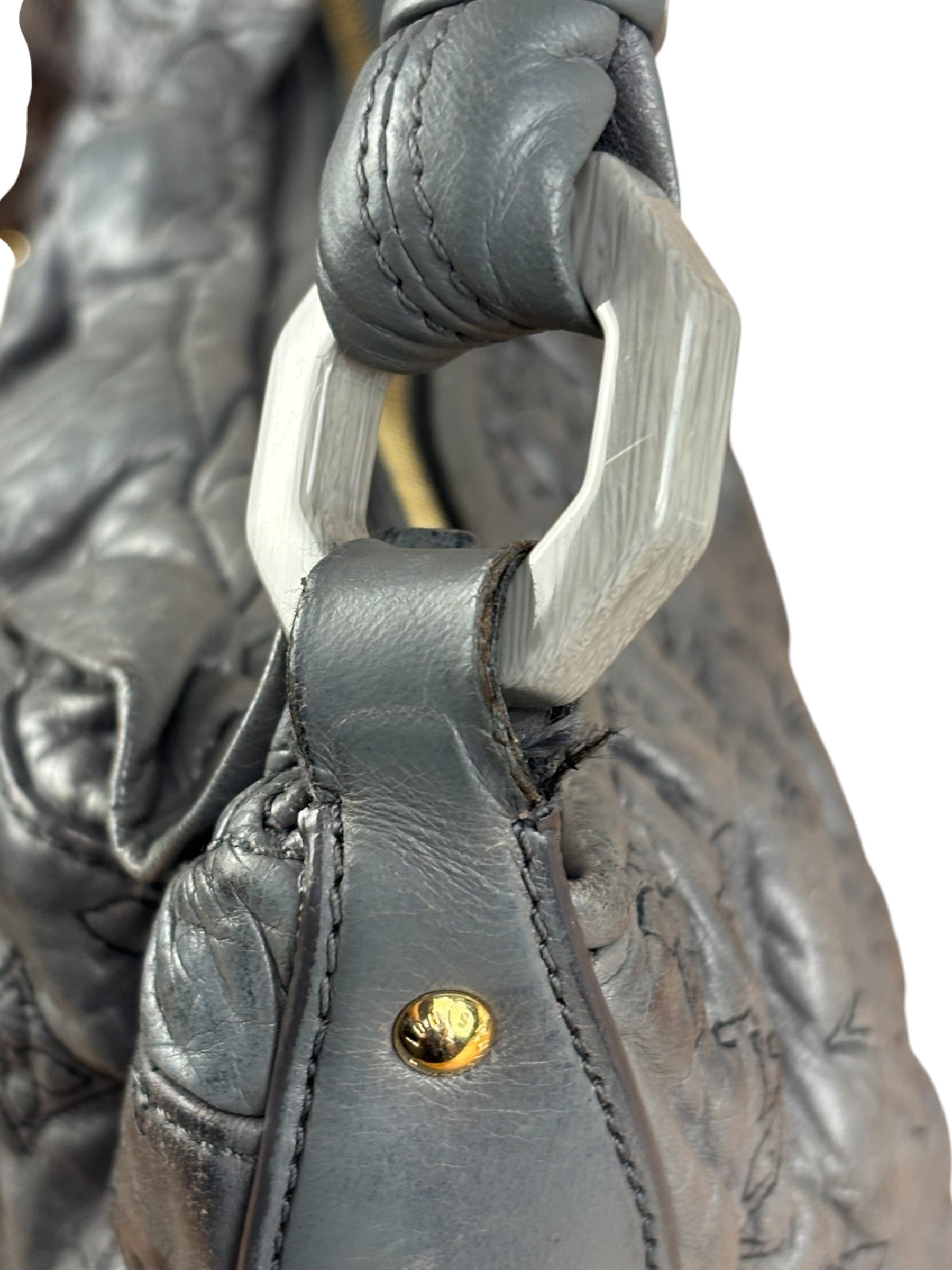 Louis Vuitton Limited Edition Grey Leather Monogram Olympe Nimbus Hobo Bag