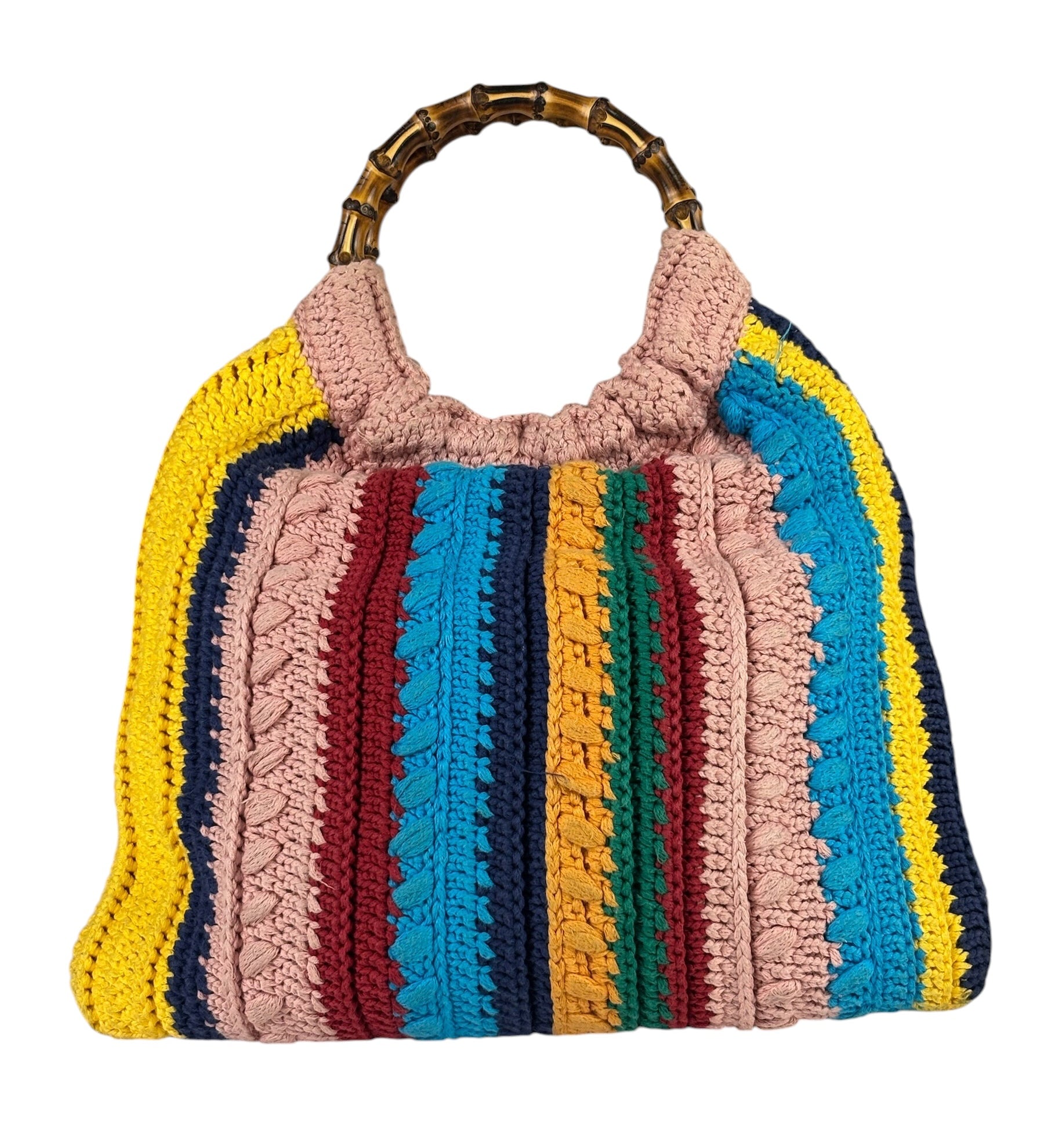 Gucci Horsebit Striped Crochet Tote Bag