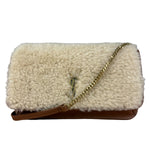 Saint Laurent Shearling/Leather Mini Flap Shoulder Bag