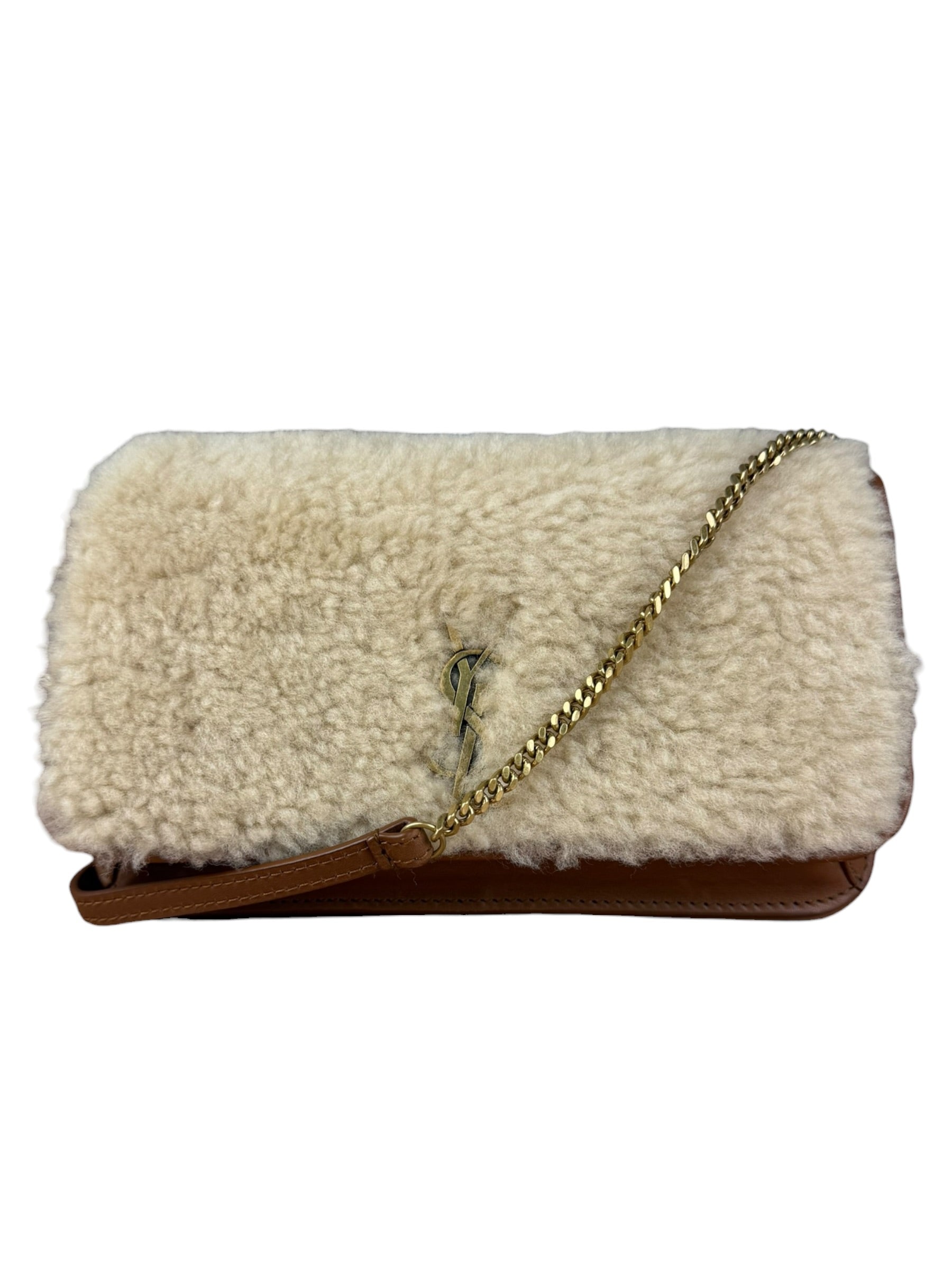 Saint Laurent Shearling/Leather Mini Flap Shoulder Bag