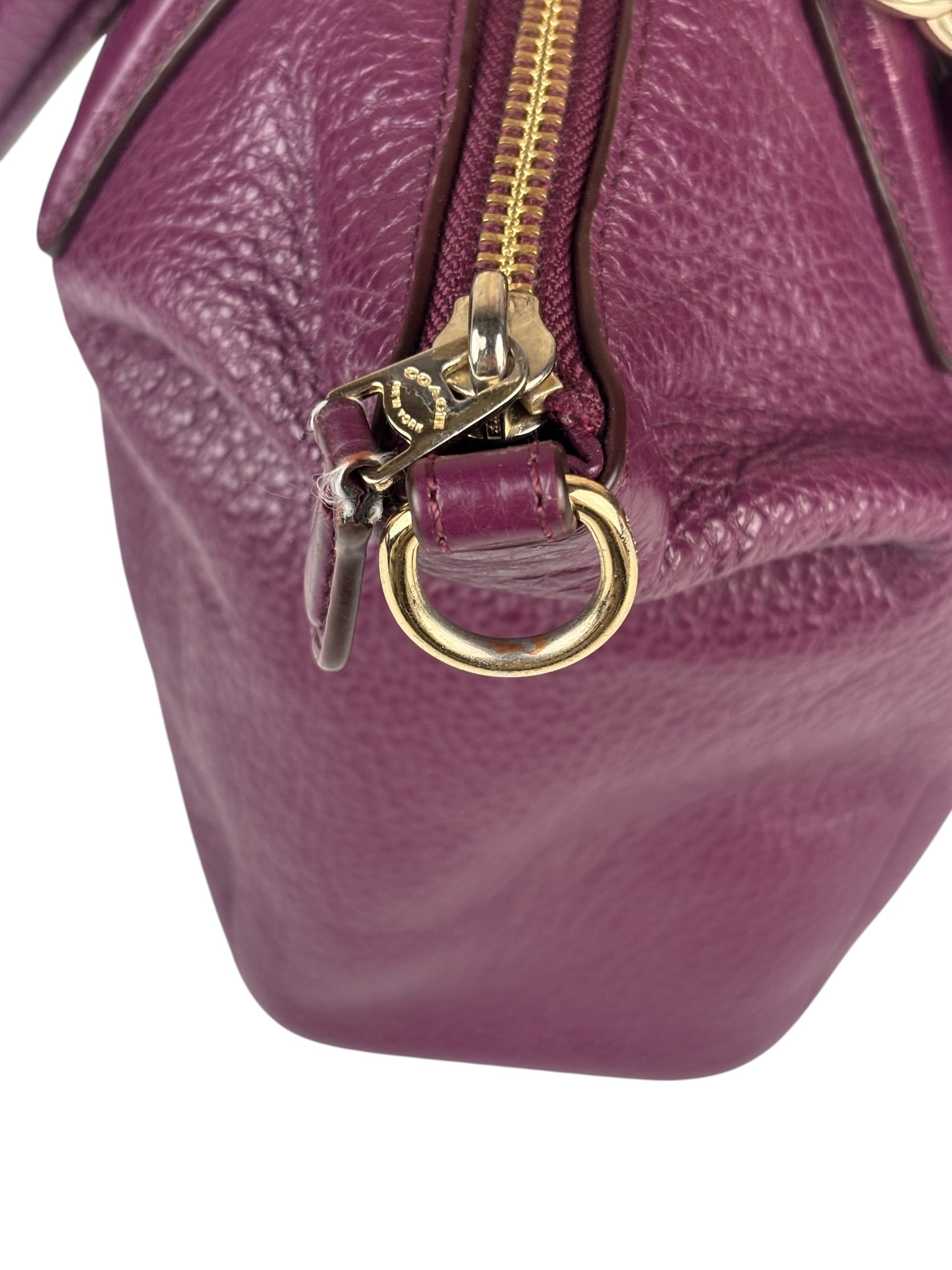 Coach Purple Pebbled Leather Small Kelsey Satchel Two-Way Bag