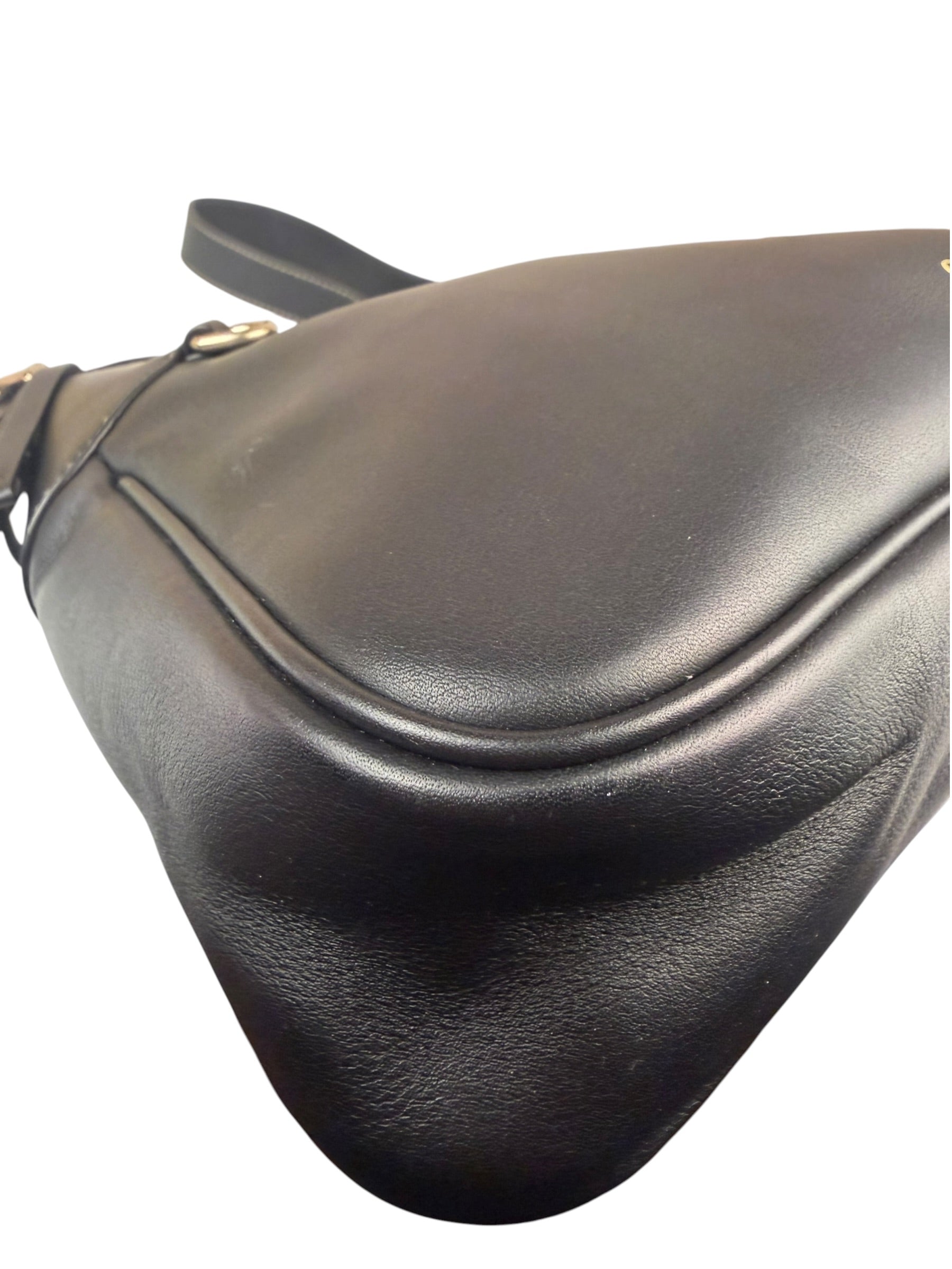 Gucci Black Leather GG Emblem Hobo Bag