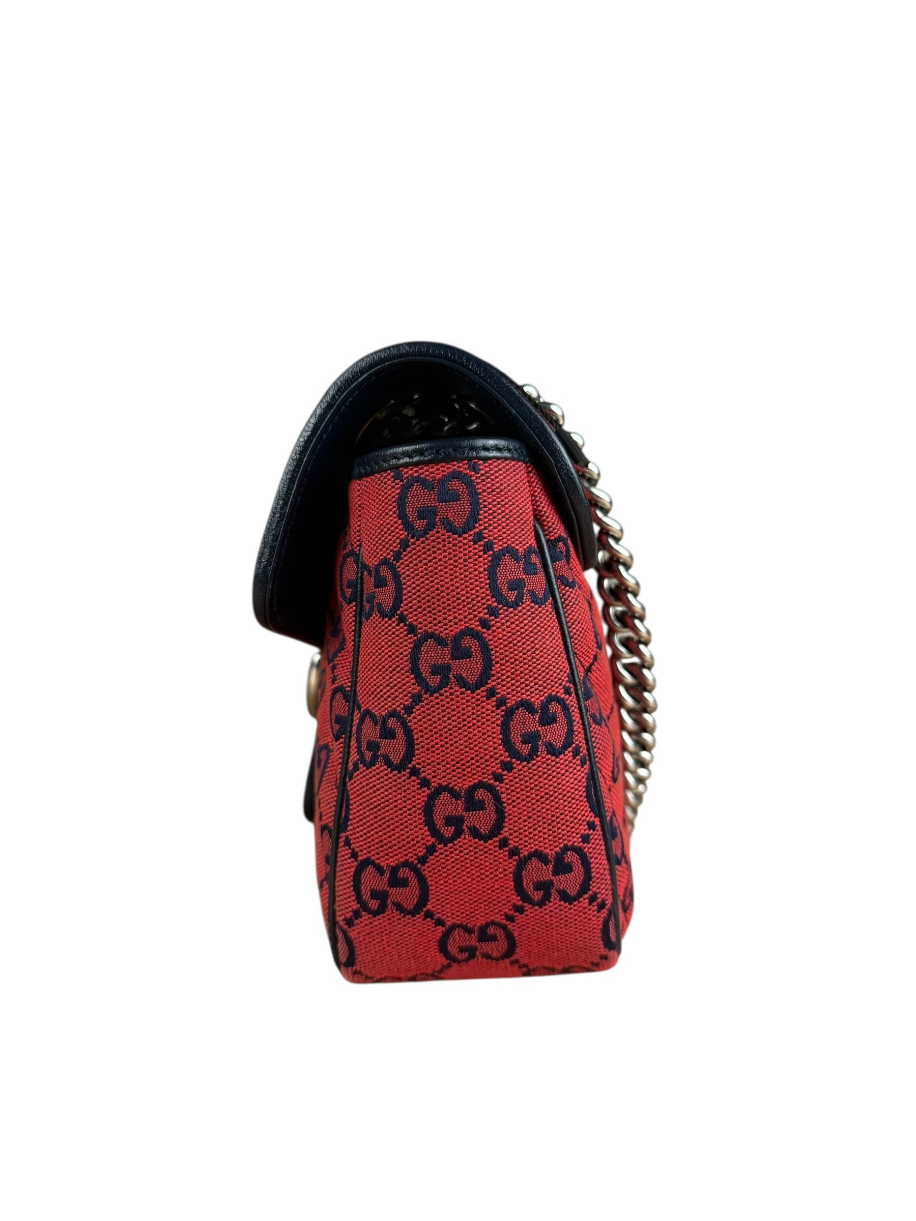 Gucci GG Red Marmont Flap Chain Shoulder Bag