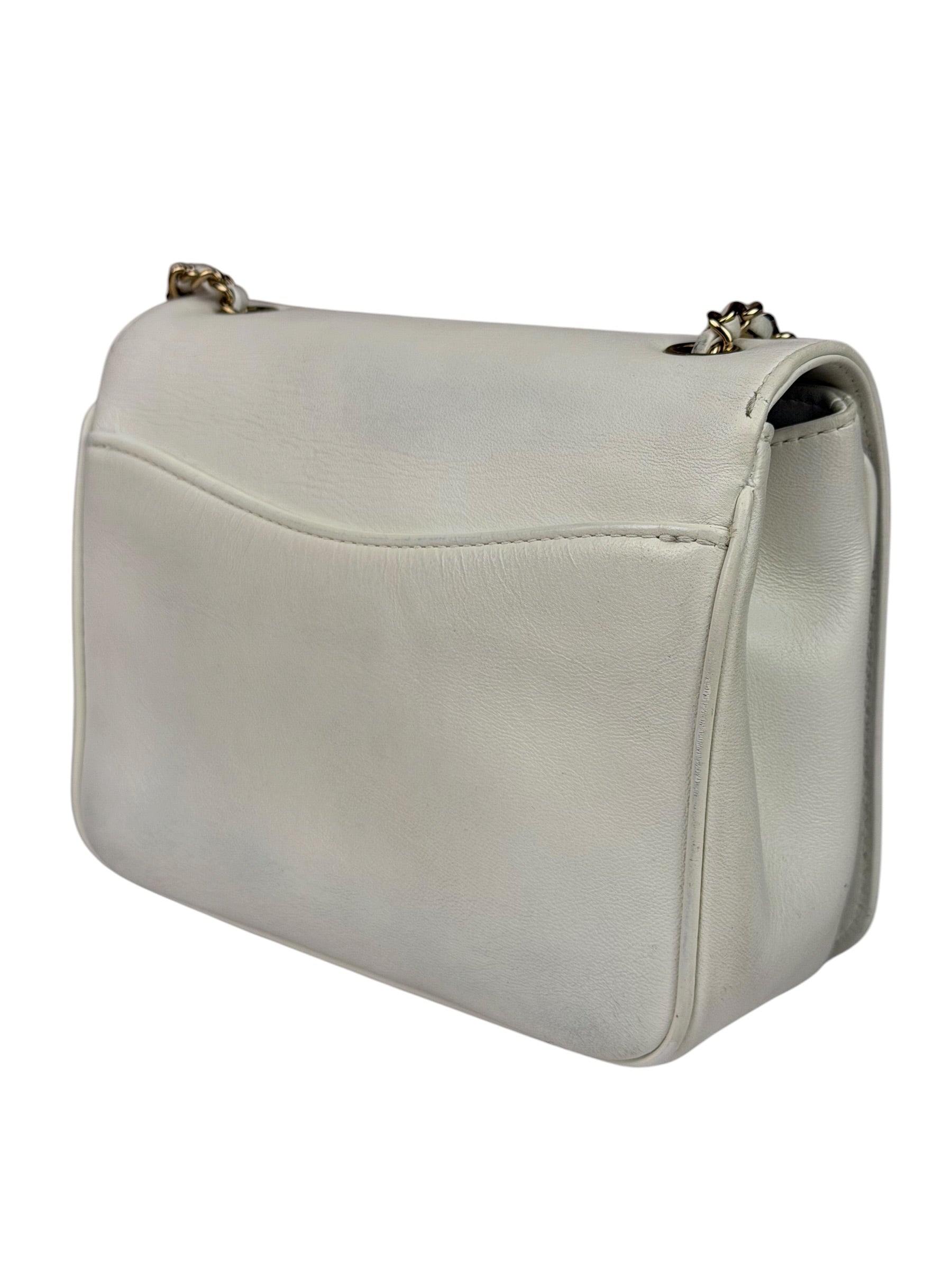 Chanel White Leather CC Mania Flap Bag 2019