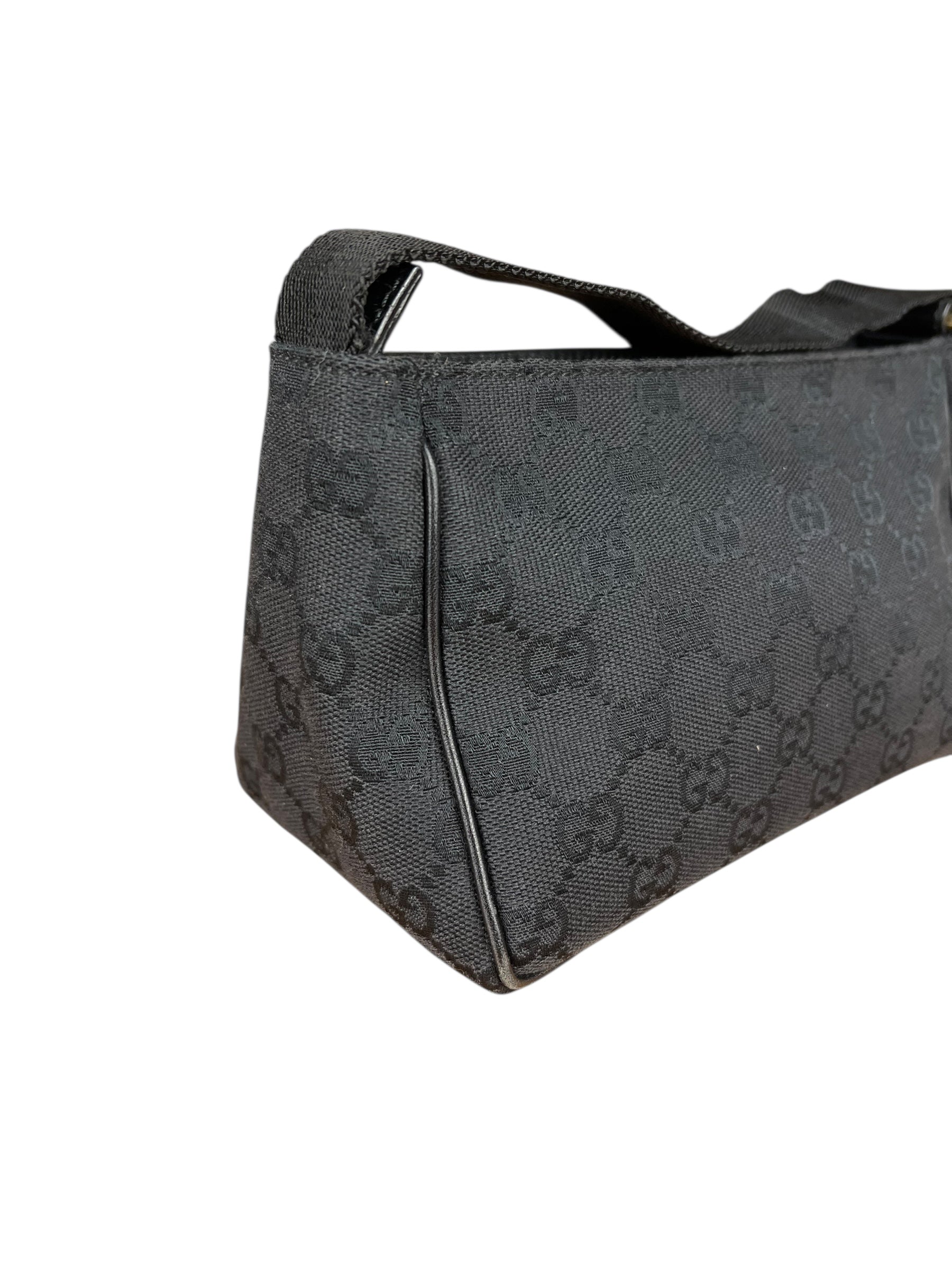 Gucci Vintage GG Black Canvas Pochette